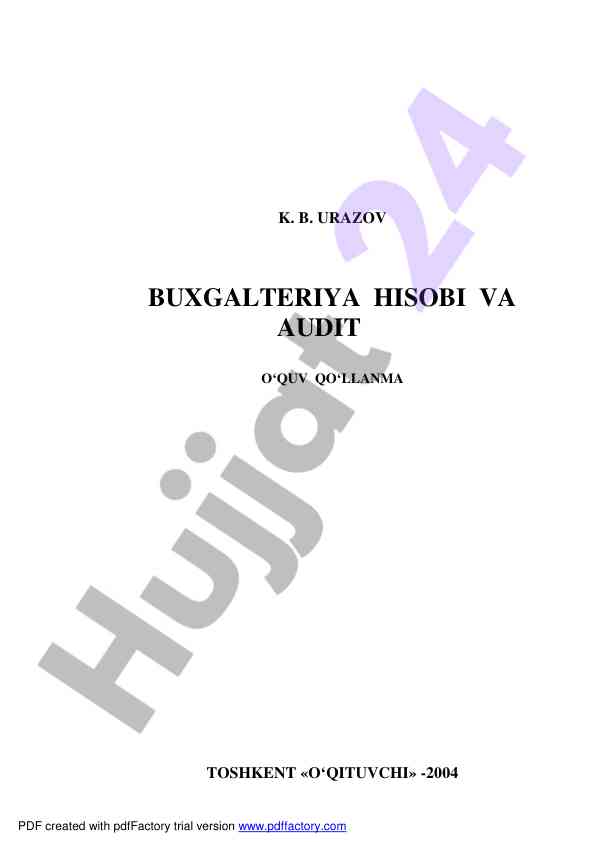 Buxgalteriya hisobi va audit o‘quv qo‘llanma
