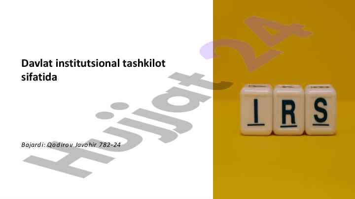 Davlat tashkilotlari maqsadlari va vazifalari