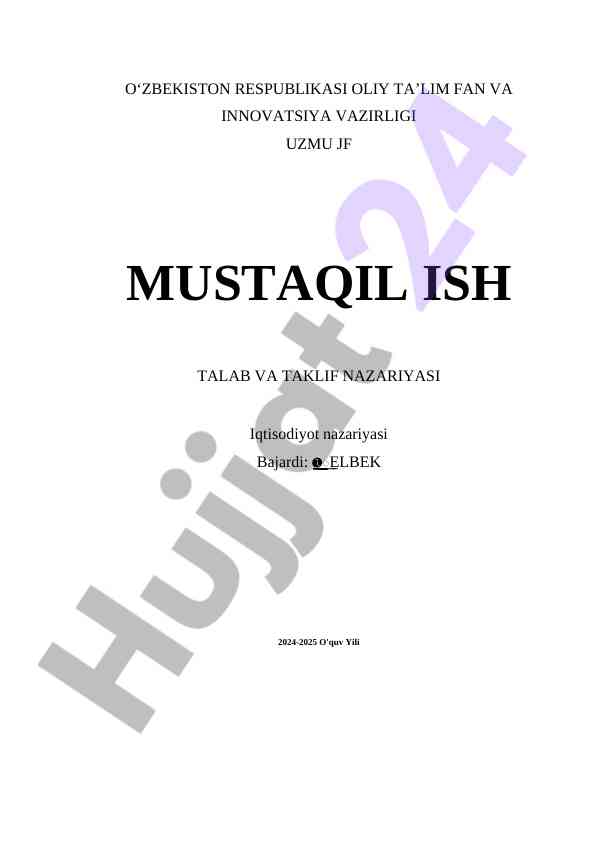 Talab va taklif nazariyasi asoslari va amaliy qo‘llanishi
