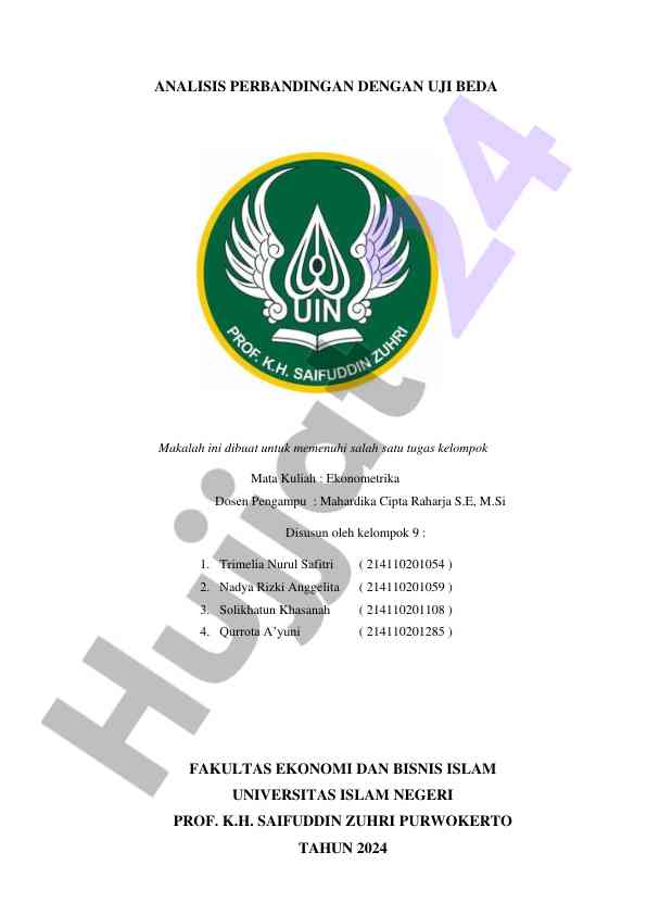 Analisis perbandingan dengan uji beda dalam ekonometrika