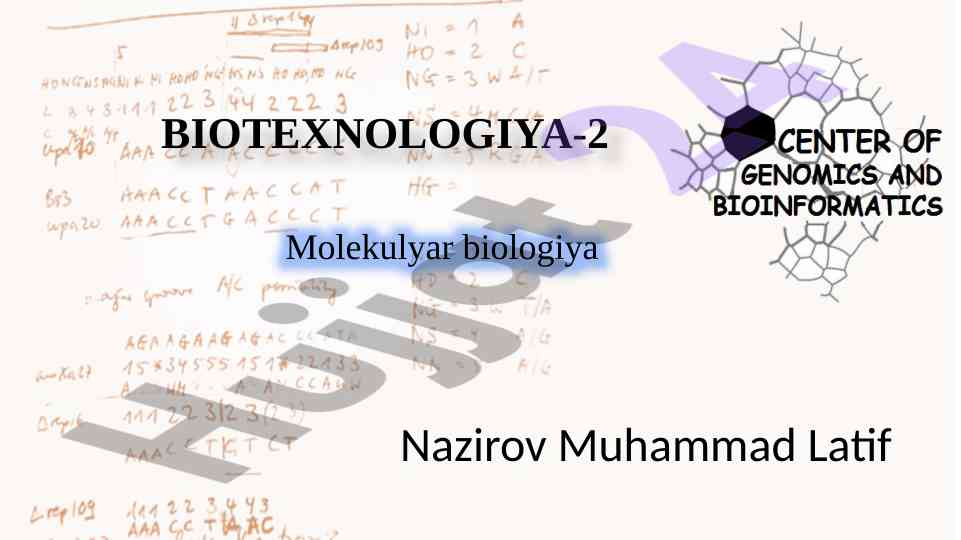 Molekulyar biologiya va traditsion usullari