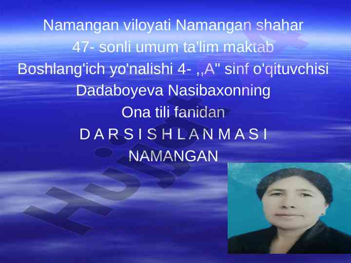 Fe'llarning tuslanishi dars ishlanmasi namangan
