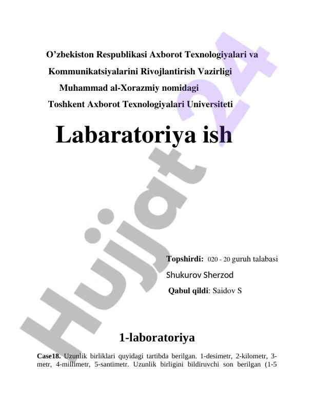 Uzunlik birliklari dasturi ishlab chiqish