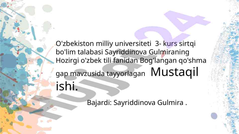 Bog'langan qo'shma gap mavzusida mustaqil ish