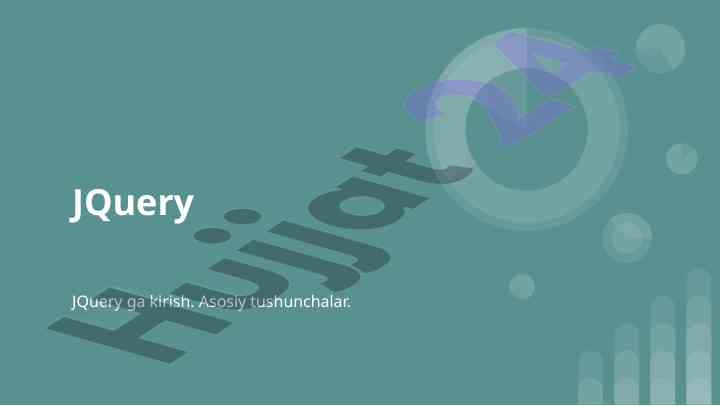 Jquery ga kirish asosiy tushunchalar