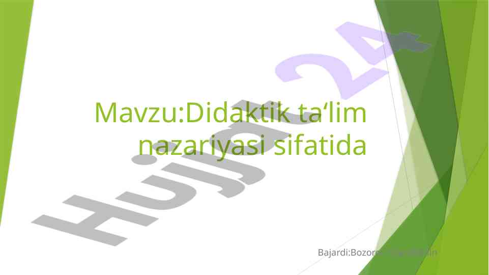 Didaktika ta'lim nazariyasi va uning funksiyalari
