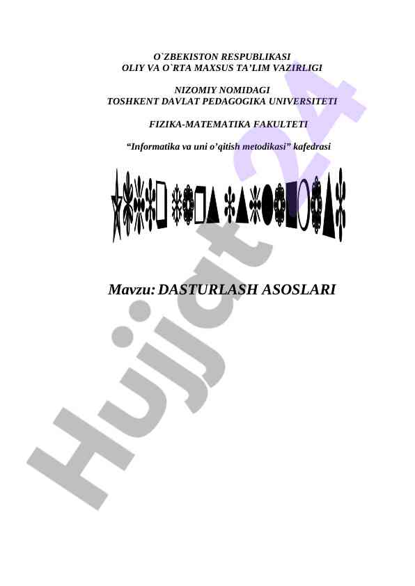 Dasturlash asoslari dars ishlanmasi