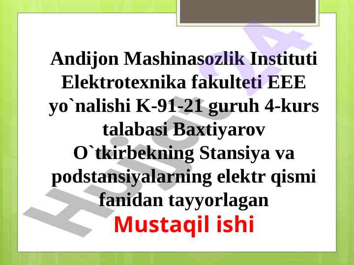 Yigʻma shinalar vazifasi haqida mustaqil ish