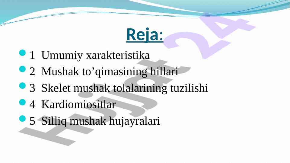 Mushak to'qimasi va nerv tizimining tavsifi