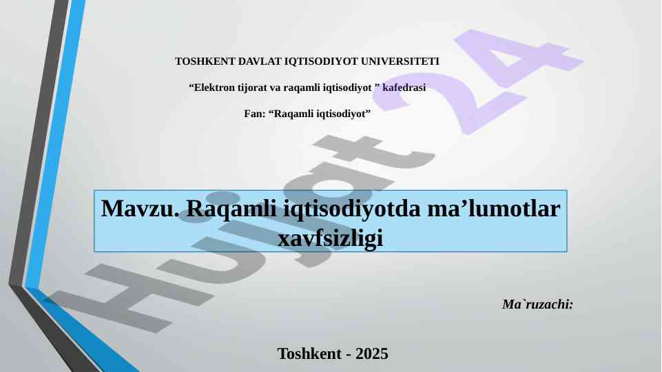 Raqamli iqtisodiyotda ma'lumotlar xavfsizligi