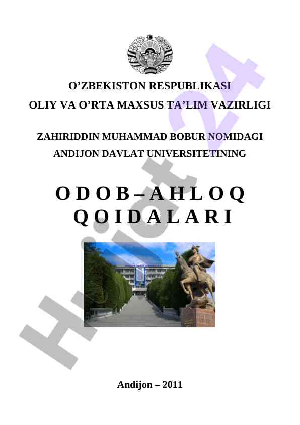 Andijon davlat universiteti o‘dоb-ahloq qoidalari