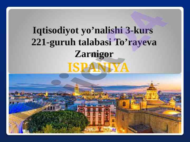 Ispaniya iqtisodiyoti va tashqi savdo ma'lumotlari