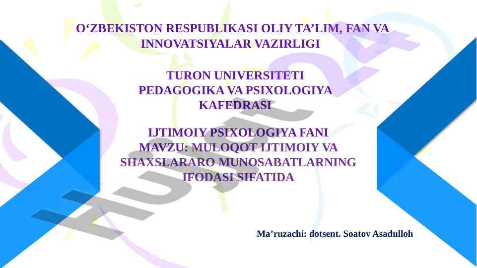 Ijtimoiy psixologiya muloqot va munosabatlar
