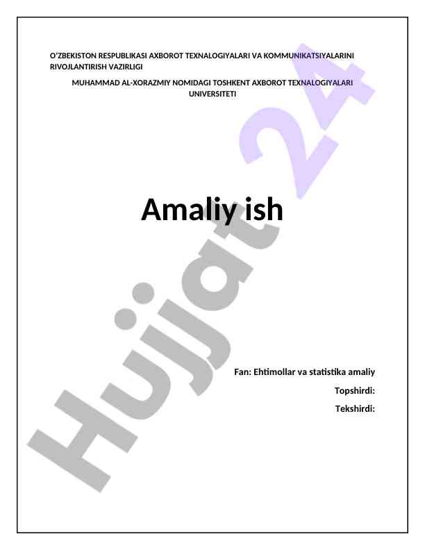 Geometrik ehtimollik va statistika amaliy ish