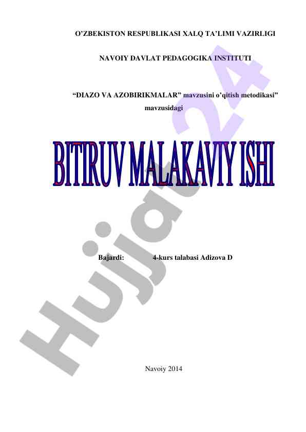Diazo va azobirikmalar o'qitish metodikasi