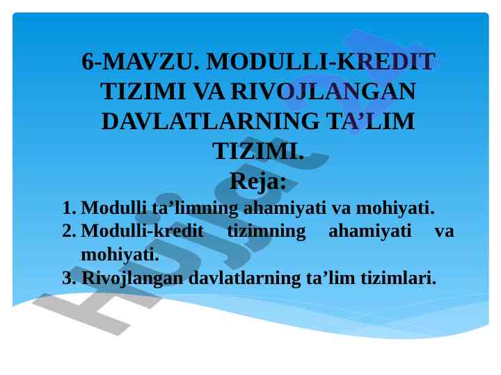 Modulli-kredit tizimi va rivojlangan davlatlar