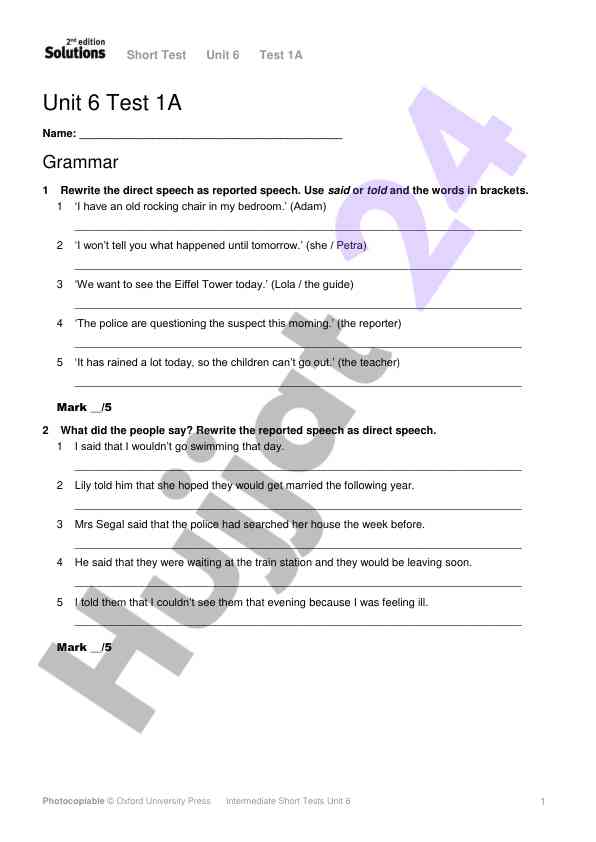 Unit 6 test 1a grammar practice exercises