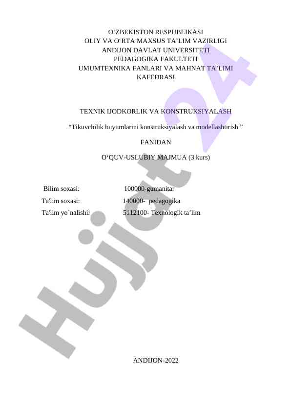 Tikuvchilik buyumlarini konstruksiyalash va modellashtirish