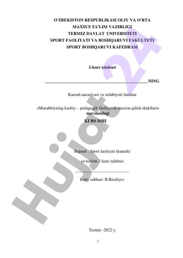 Murabbiyning kasbiy pedagogik faoliyat nazorati
