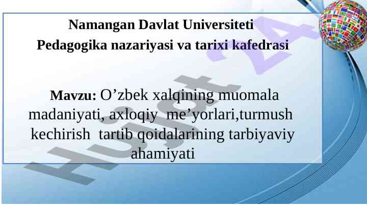 O’zbek xalqining muomala madaniyati ahamiyati