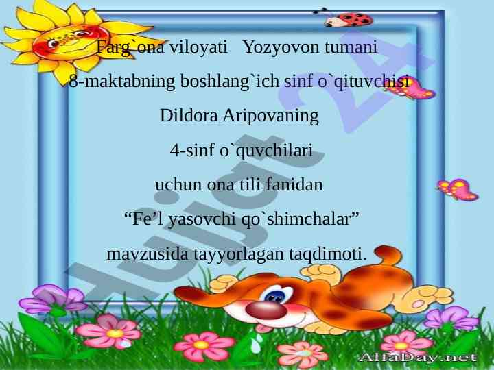 Fe’l yasovchi qo`shimchalar taqdimoti