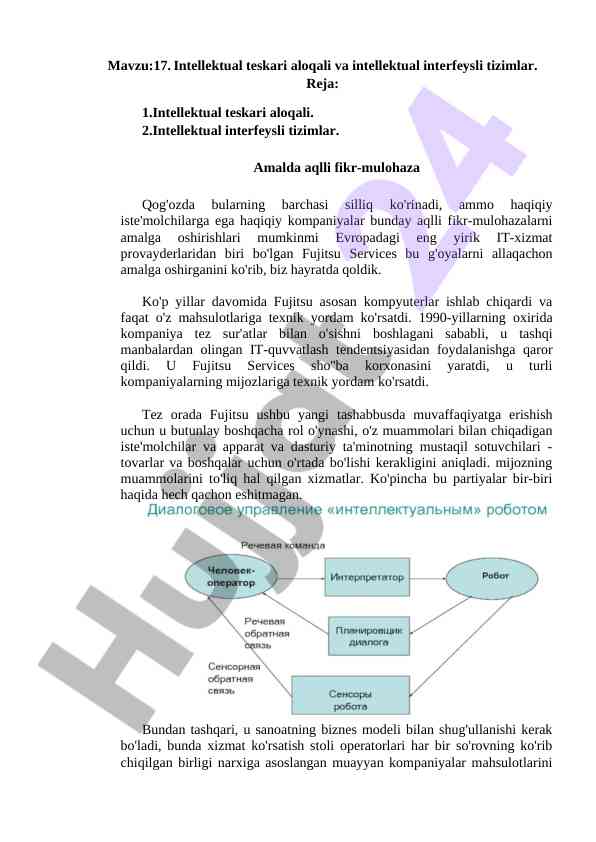Intellektual teskari aloqali tizimlar va interfeyslar