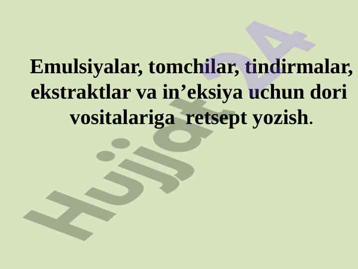 Emulsiyalar va dori vositalari tayyorlash usullari