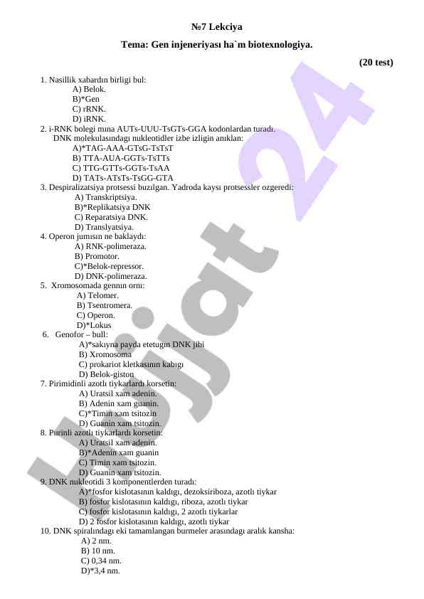 Gen Injeneriyasi Ha`m Biotexnologiya