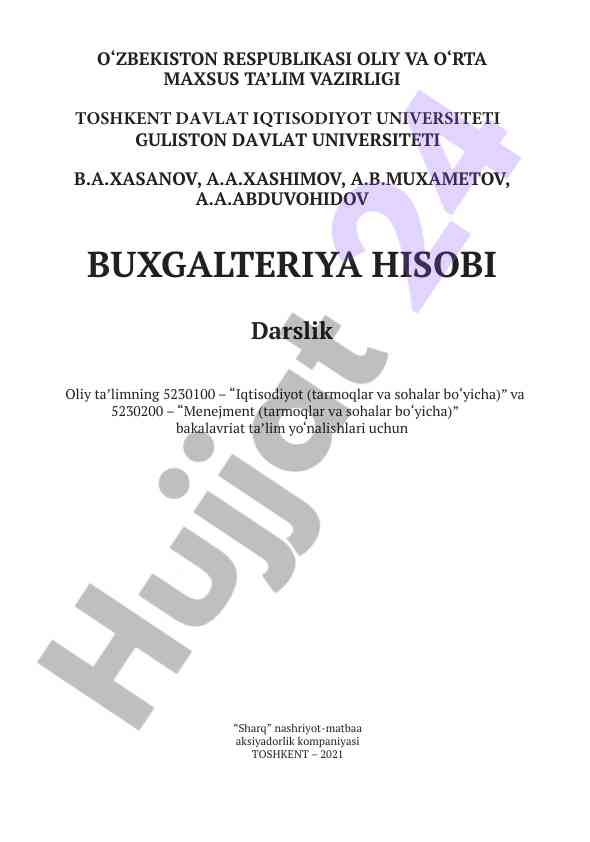 Buxgalteriya hisobi darslik iqtisodiyot va menejment