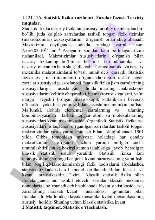 Statistik fizika vazifalari va makrotizimlar tahlili