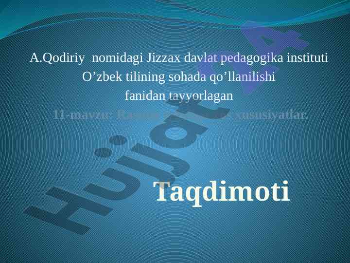 Rasmiy usulga xos xususiyatlar taqdimoti