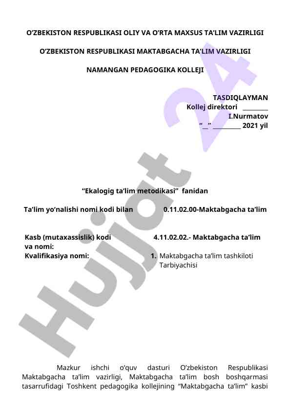 Ekalogik Ta’lim Metodikasi