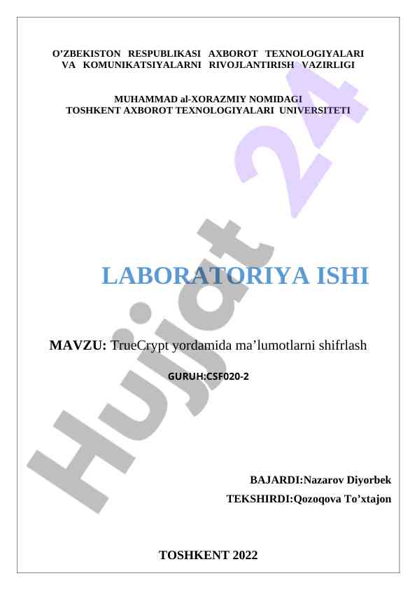 Truecrypt yordamida ma’lumotlarni shifrlash