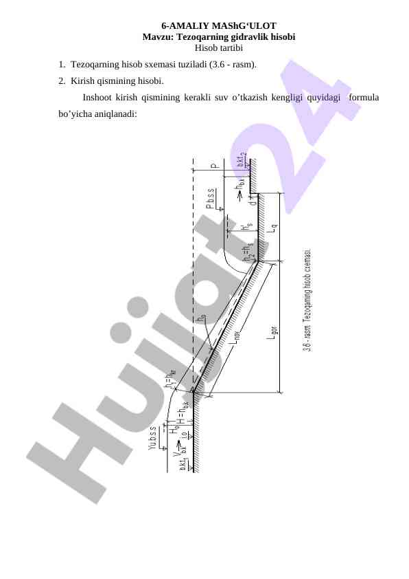 Tezoqarning gidravlik hisobi amaliy mashg‘ulot