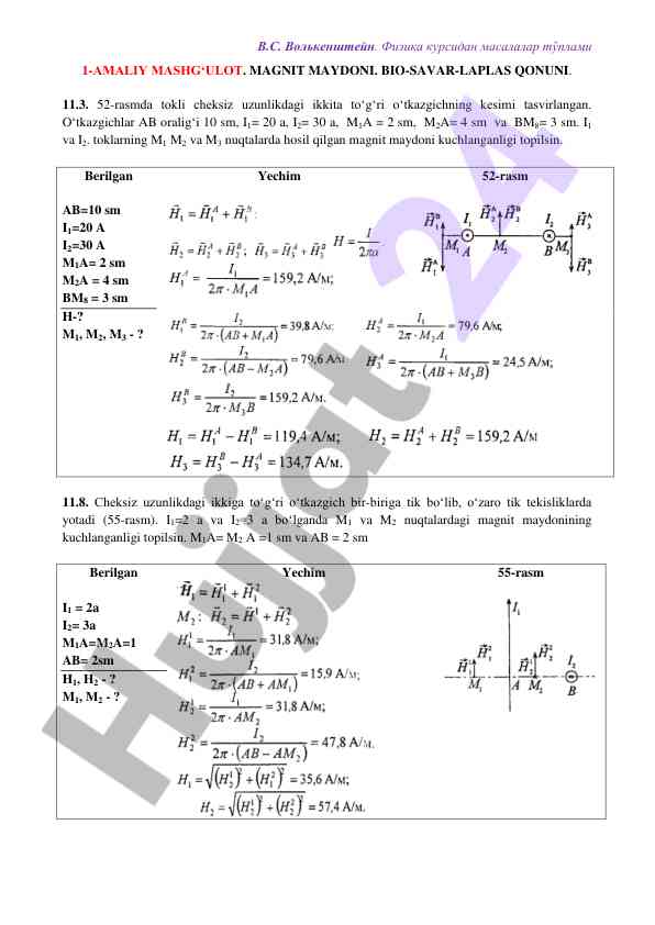 Fizika kursidan masalalar tўplami 1-amaliy mashg‘ulot