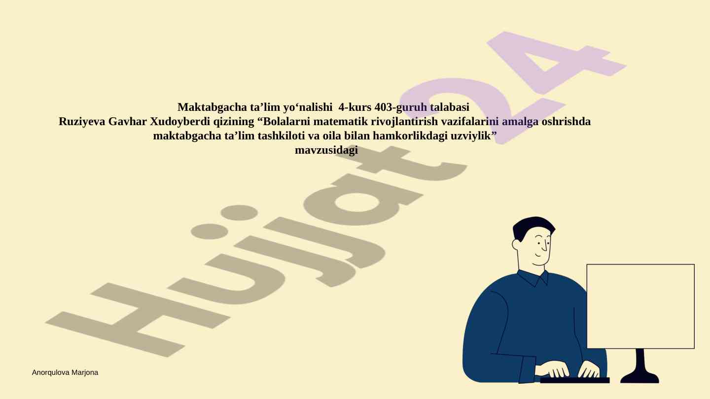 Bolalarni matematik rivojlantirish vazifalari