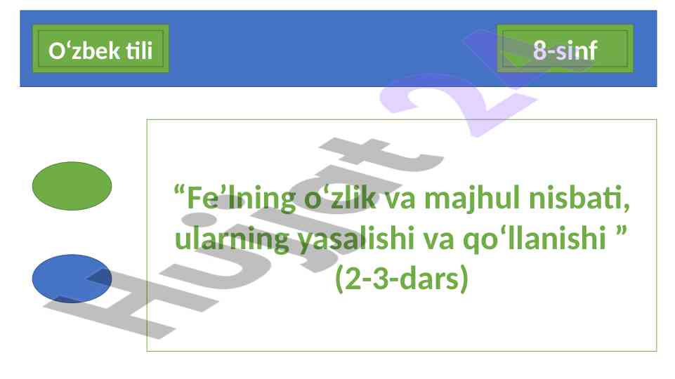 Fe’lning o‘zlik va majhul nisbati darslari