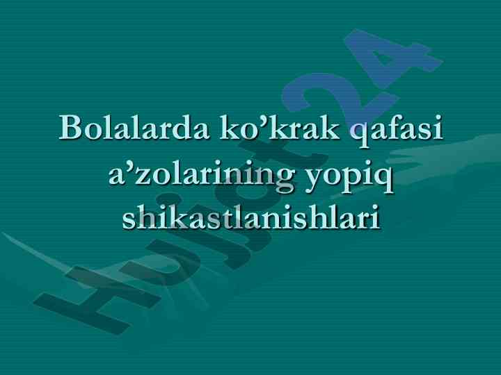 Bolalarda ko’krak qafasi shikastlanishlari tahlili