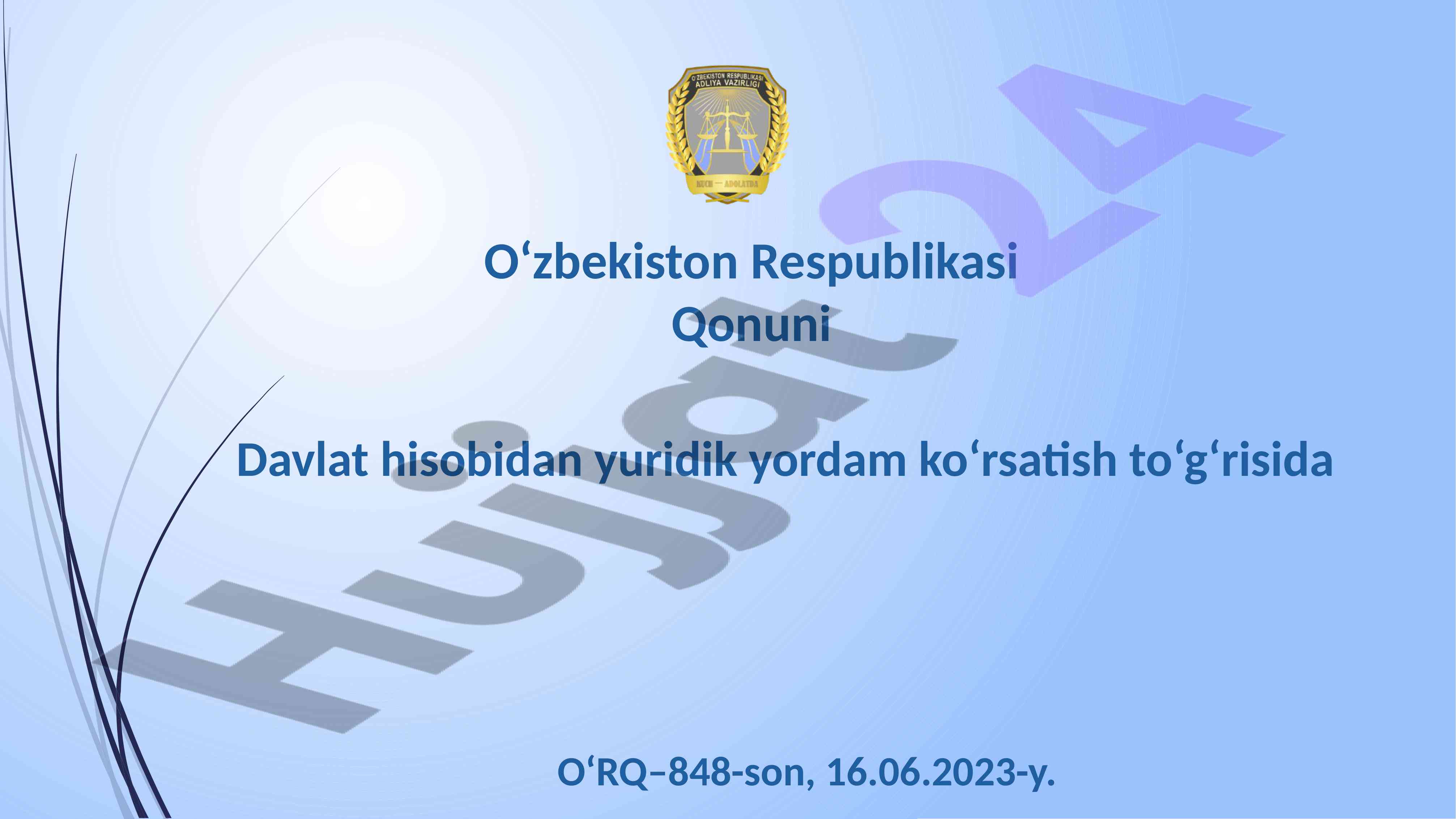 Davlat hisobidan yuridik yordam ko‘rsatish qonuni