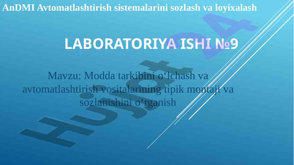Modda tarkibini o‘lchash va avtomatlashtirish vositalari