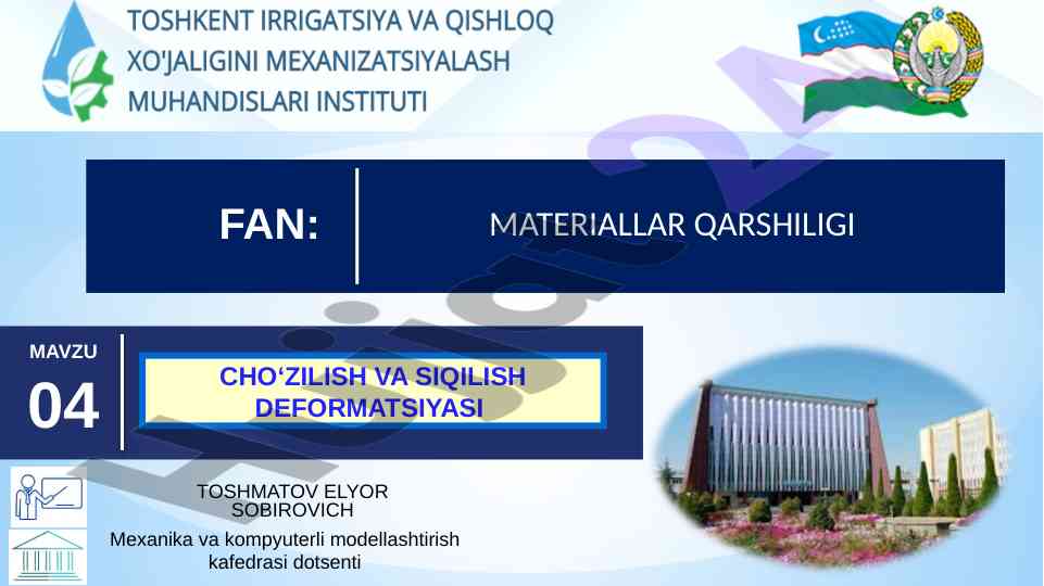 Cho'zilish va siqilish deformatsiyasi fundamentallari
