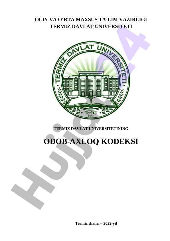 Termiz davlat universiteti odob-axloq kodeksi