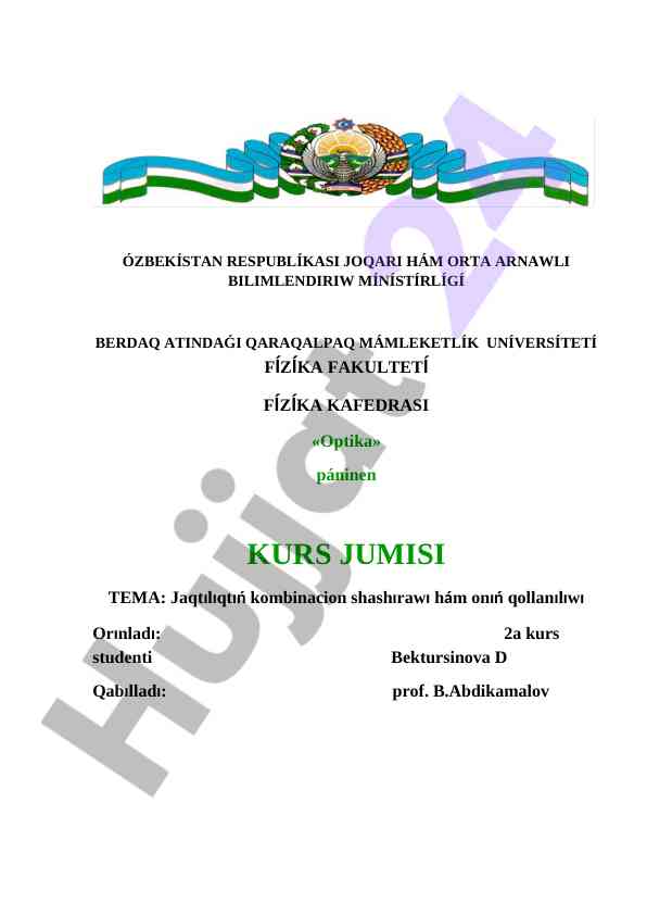 Jaqtılıqtıń kombinacion shashırawı hám qollanılıwı