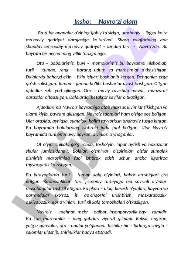 Navro'zi olam bayramining ijobiy ta'siri