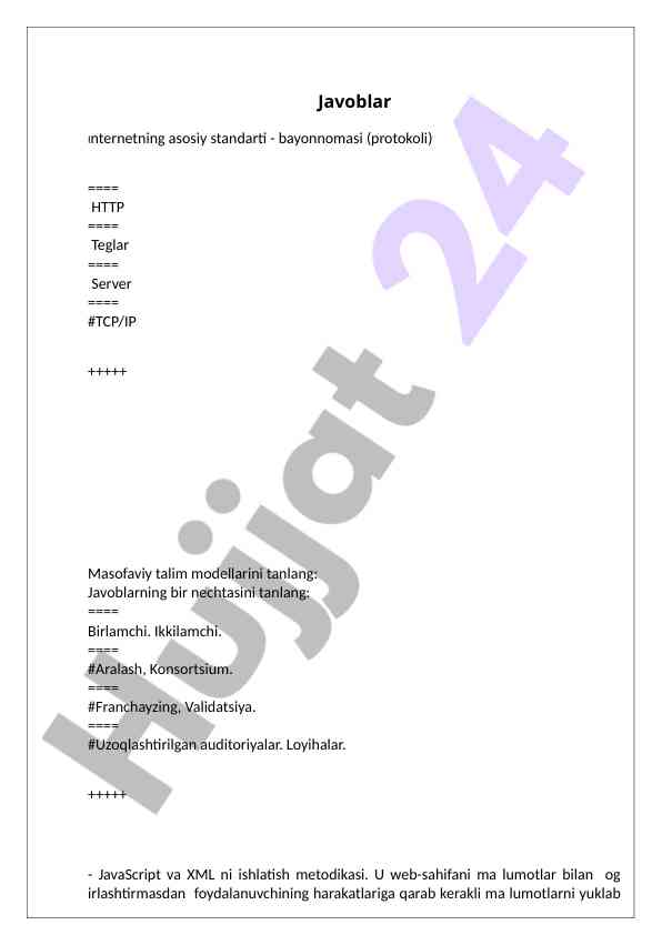 Internet standartlari va web texnologiyalari