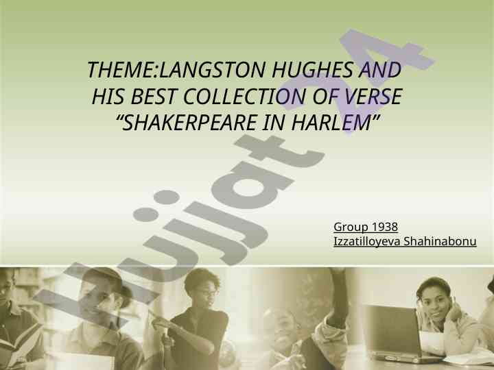 Langston hughes and his verses in harlem