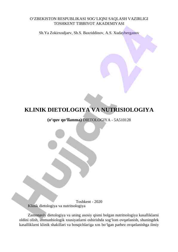 Klinik dietologiya va nutritsiologiya
