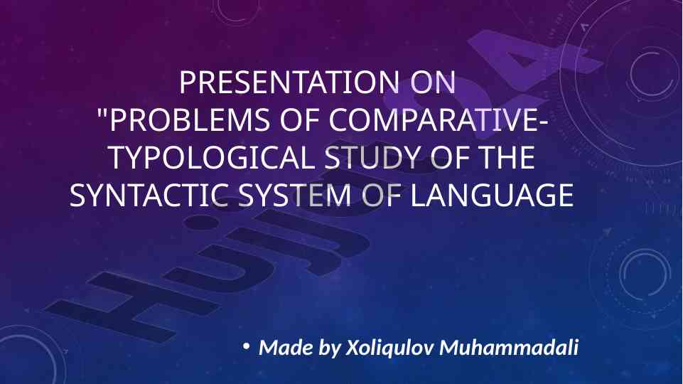 Problems in comparative-typological language study