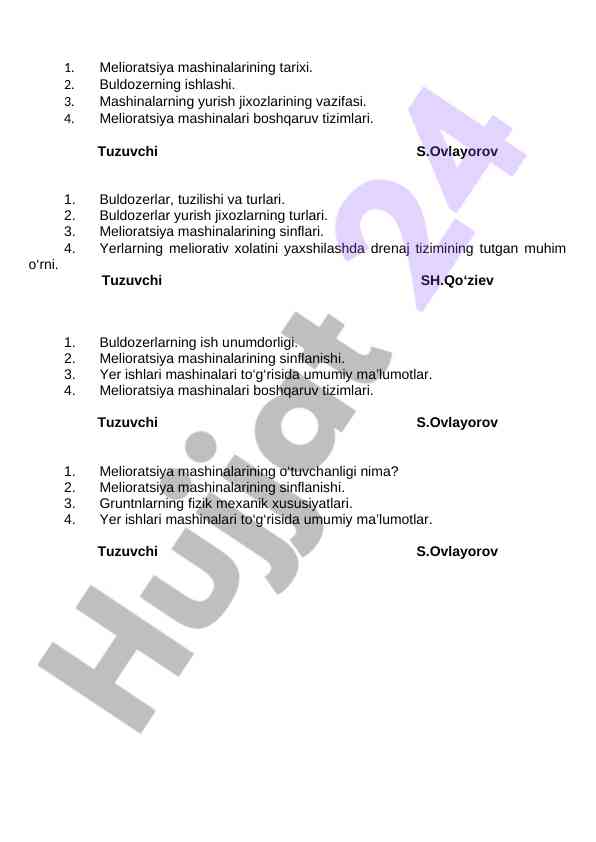 Melioratsiya mashinalarining tarixi va turlari