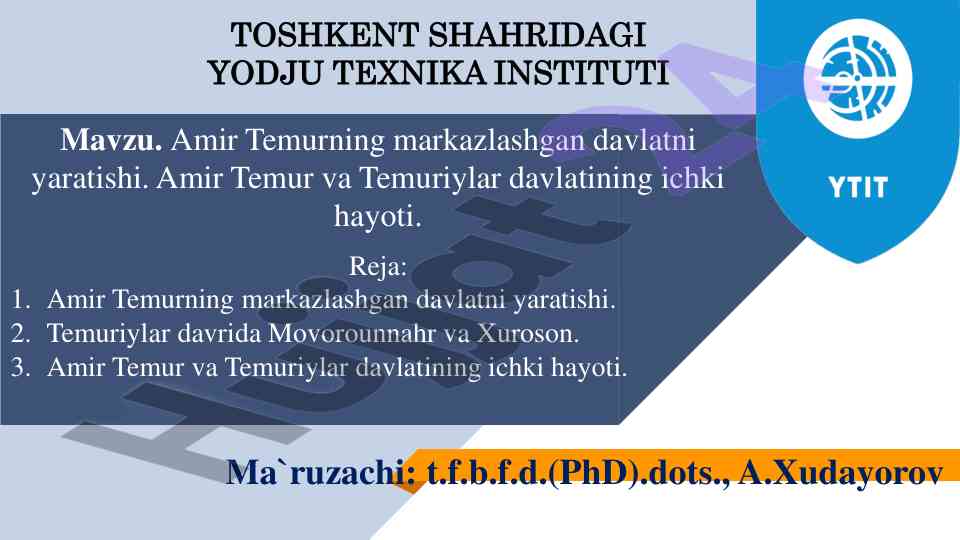 Amir temurning markazlashgan davlatni yaratishi